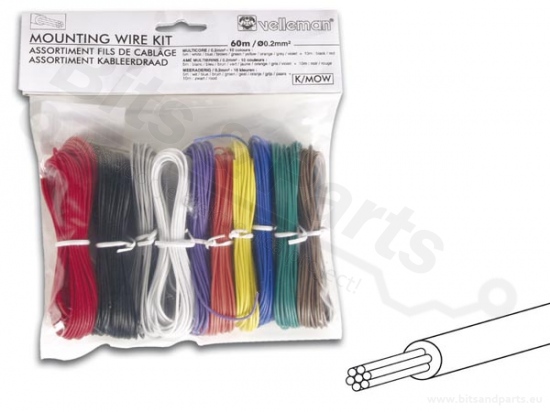 Draadset 10 kleuren 1x0,2mm² 24AWG meeraderig